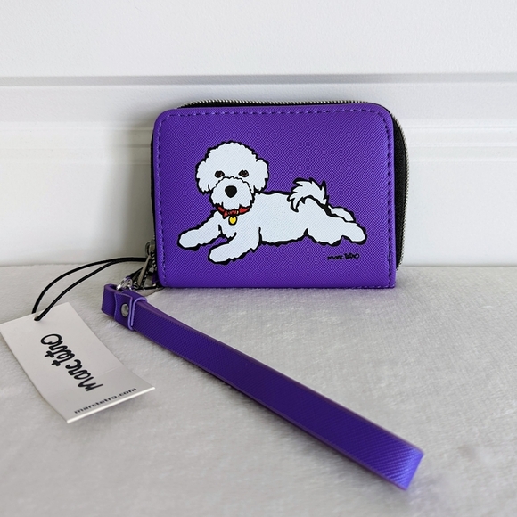 marc tetro Bichon Frise Wristlet Wallet Zip Around PVC Saffiano Gift Boxed NWT - Picture 2 of 12